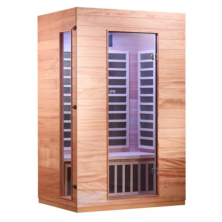 2-person Indoor Bluetooth Low EMF Far Infrared Saunas In Okoume & Hemlock Wood - The Sauna World