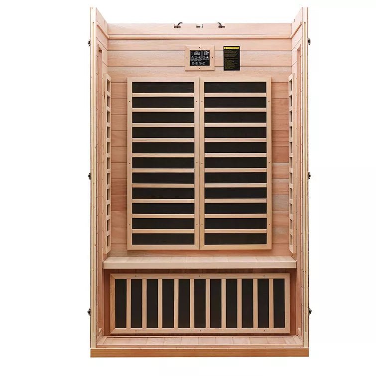 2-person Indoor Bluetooth Low EMF Far Infrared Saunas In Okoume & Hemlock Wood - The Sauna World