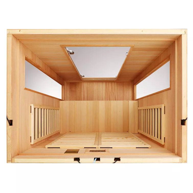 2-person Indoor Bluetooth Low EMF Far Infrared Saunas In Okoume & Hemlock Wood - The Sauna World