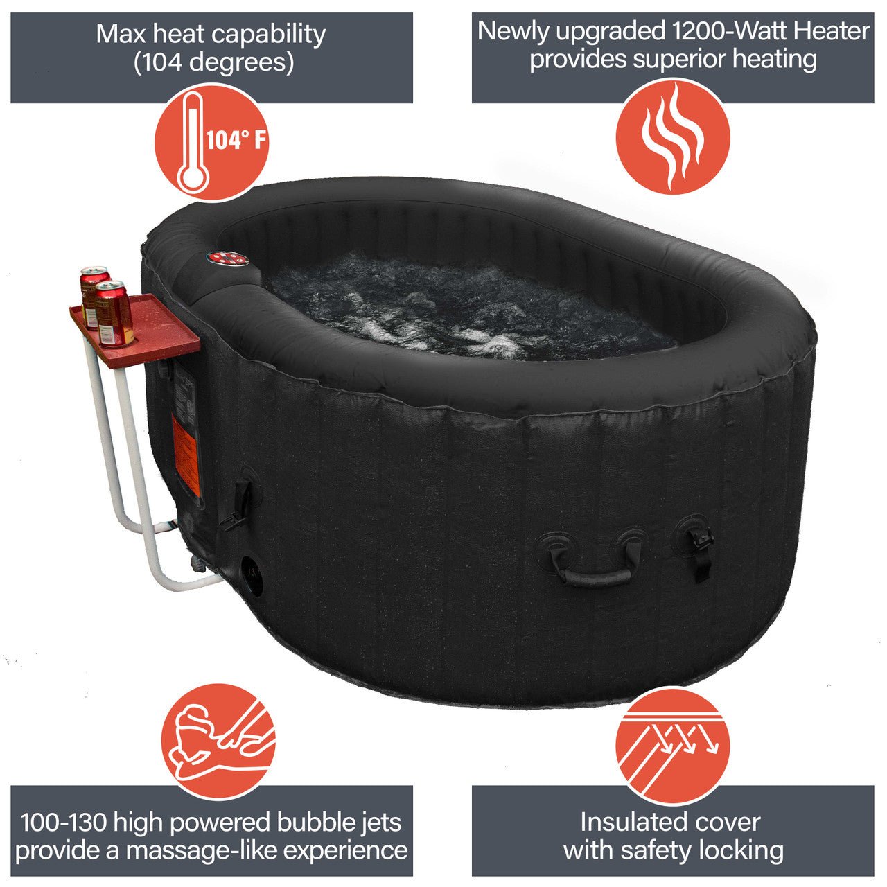 Aleko 2 Person Oval Inflatable Jetted Hot Tub with Drink Tray and Cover - 145 Gallon - The Sauna World