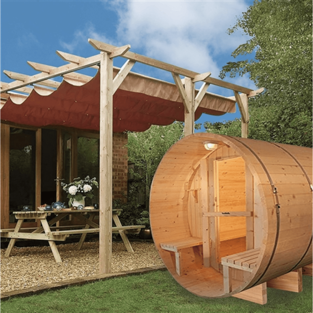 Aleko Barrel Indoor and Outdoor 5 Person Traditional Sauna 4.5KW - The Sauna World