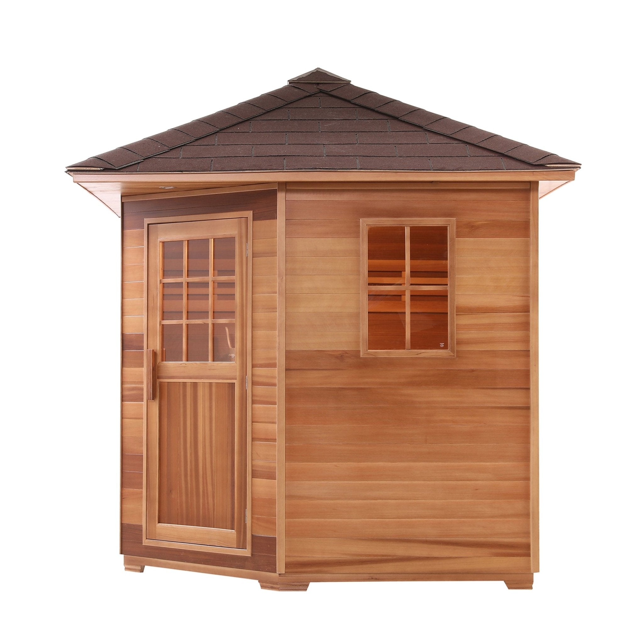 Aleko Canadian Cedar Wet Dry Outdoor Sauna with Asphalt Roof SKD8RCED-AP - The Sauna World