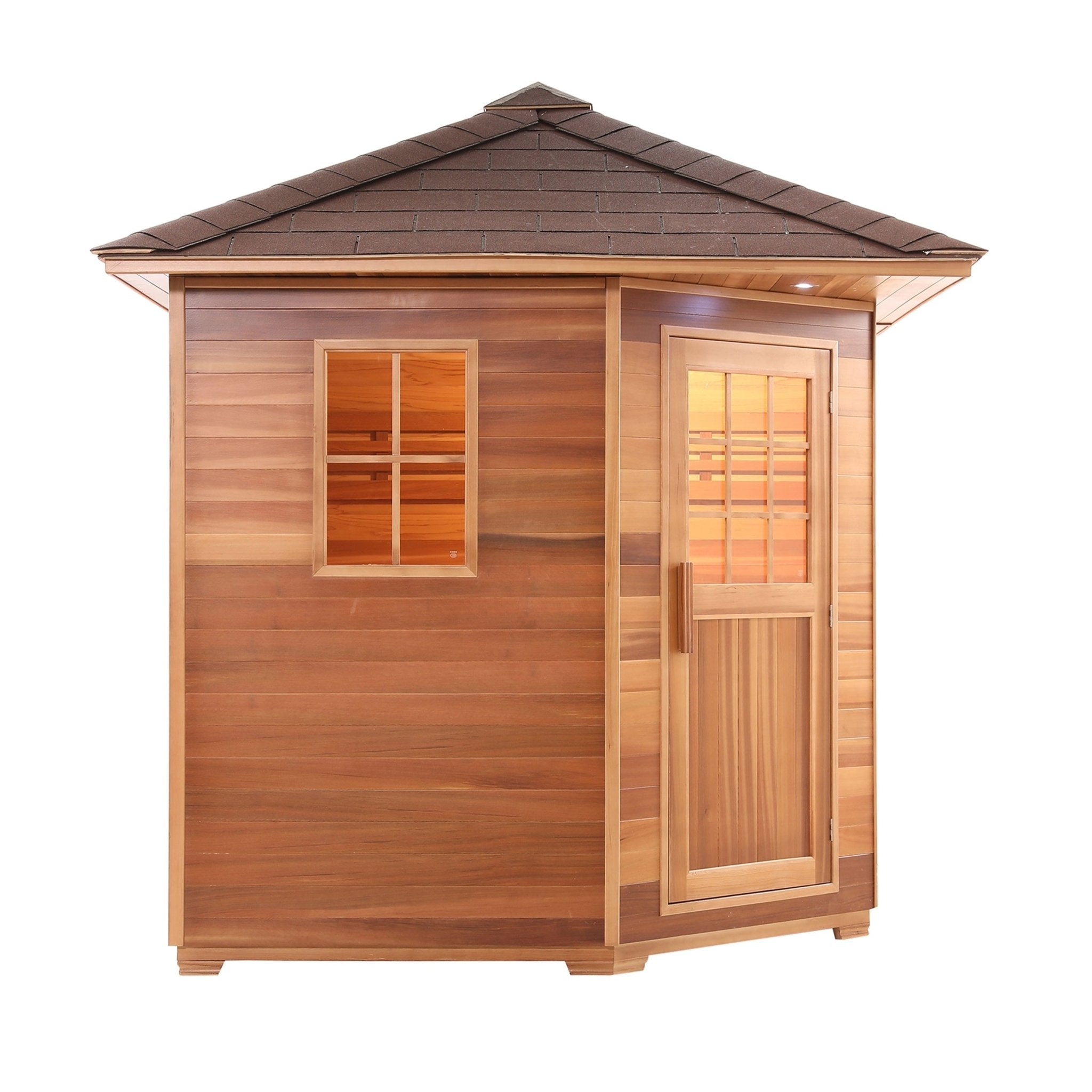 Aleko Canadian Cedar Wet Dry Outdoor Sauna with Asphalt Roof SKD8RCED-AP - The Sauna World