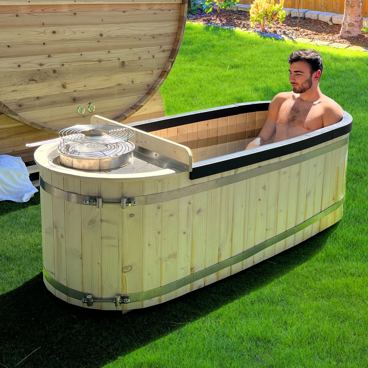 Aleko Natural Pine Hot Tub Hybrid - The Sauna World