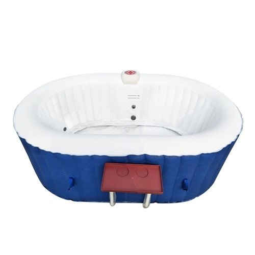 Aleko Oval Inflatable Hot Tub Spa With Drink Tray and Cover 2 Person 145 Gallon Dark Blue HTIO2BLD-AP - The Sauna World