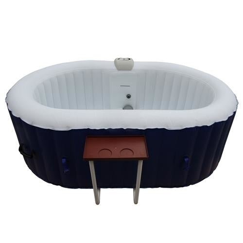 Aleko Oval Inflatable Hot Tub Spa With Drink Tray and Cover 2 Person 145 Gallon Dark Blue HTIO2BLD-AP - The Sauna World