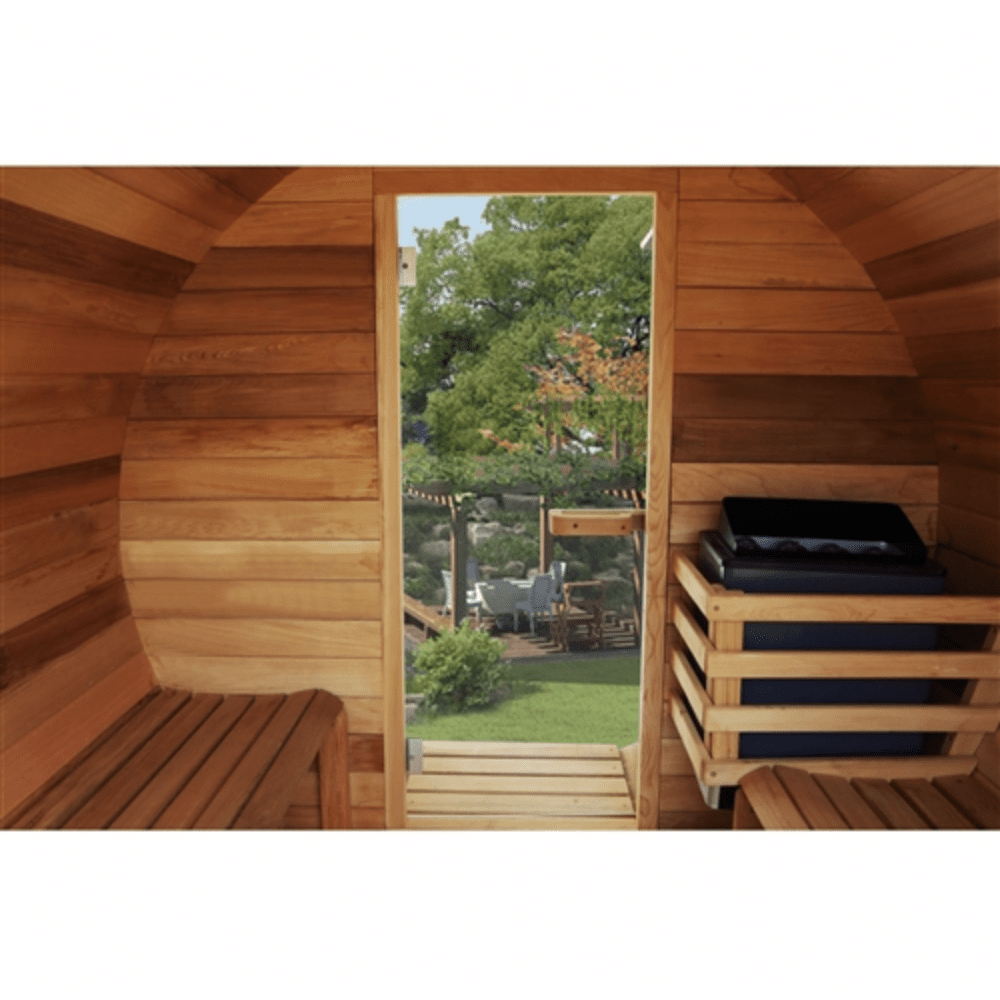 Aleko Red Cedar Barrel w/ Panoramic View 7 Person Traditional Sauna - The Sauna World