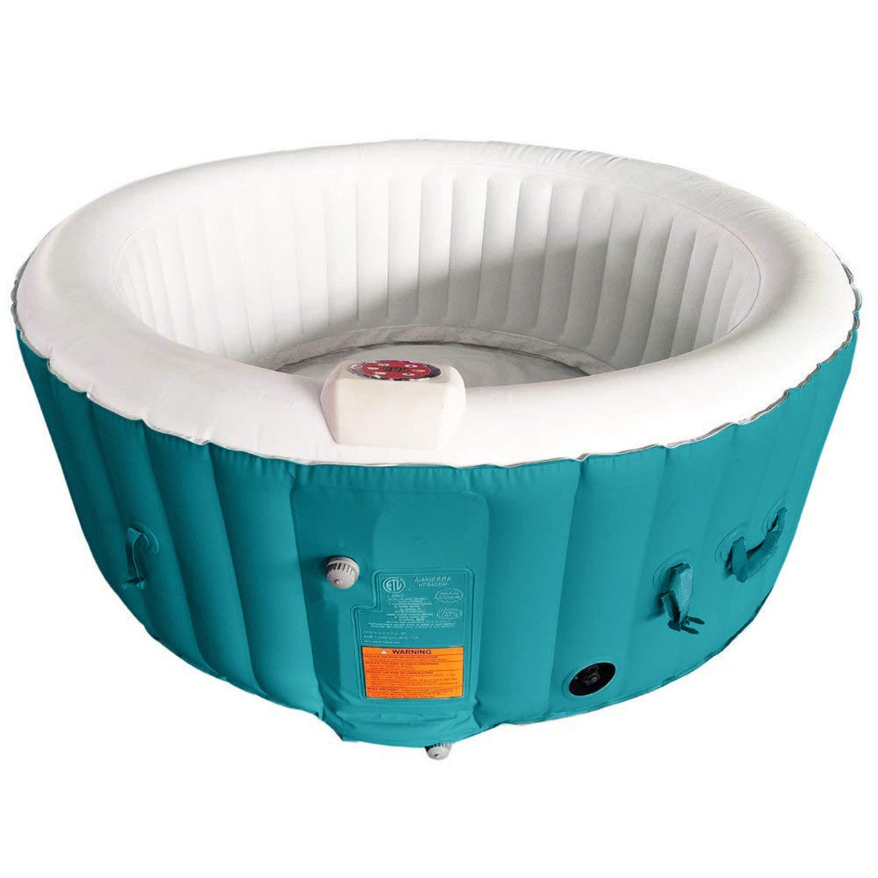 Aleko Round Inflatable Jetted Hot Tub with Cover - 4 Person - 210 Gallon - Light Blue and White - The Sauna World