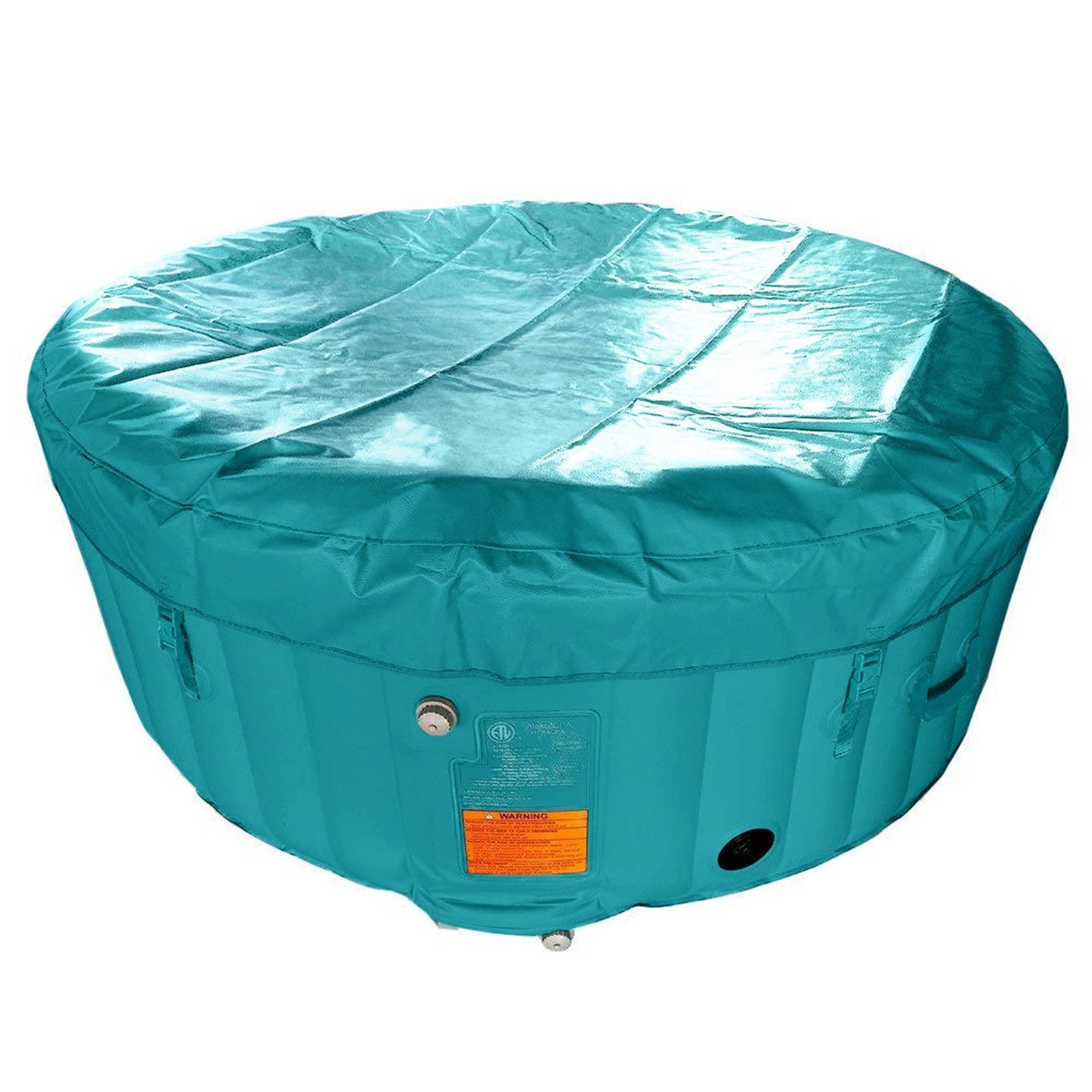 Aleko Round Inflatable Jetted Hot Tub with Cover - 4 Person - 210 Gallon - Light Blue and White - The Sauna World