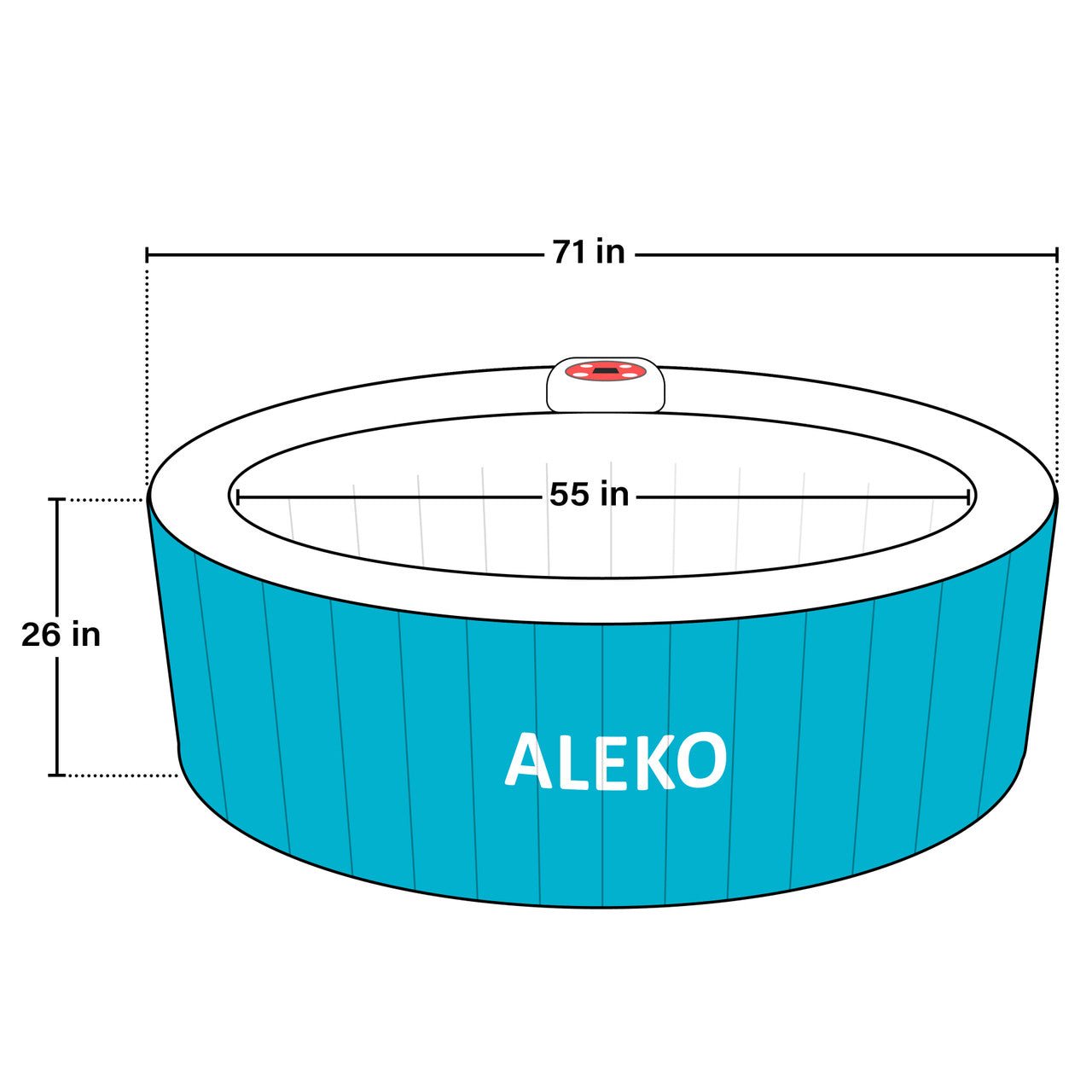 Aleko Round Inflatable Jetted Hot Tub with Cover - 4 Person - 210 Gallon - Light Blue and White - The Sauna World