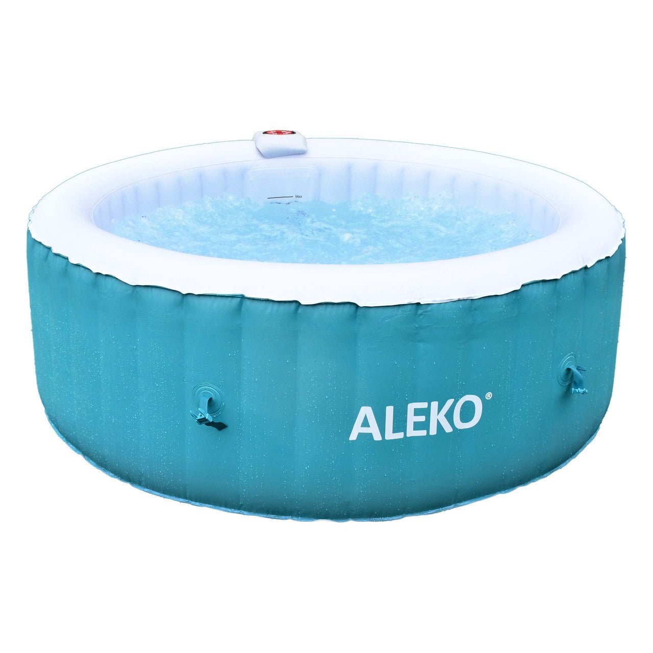 Aleko Round Inflatable Jetted Hot Tub with Cover - 4 Person - 210 Gallon - Light Blue and White - The Sauna World