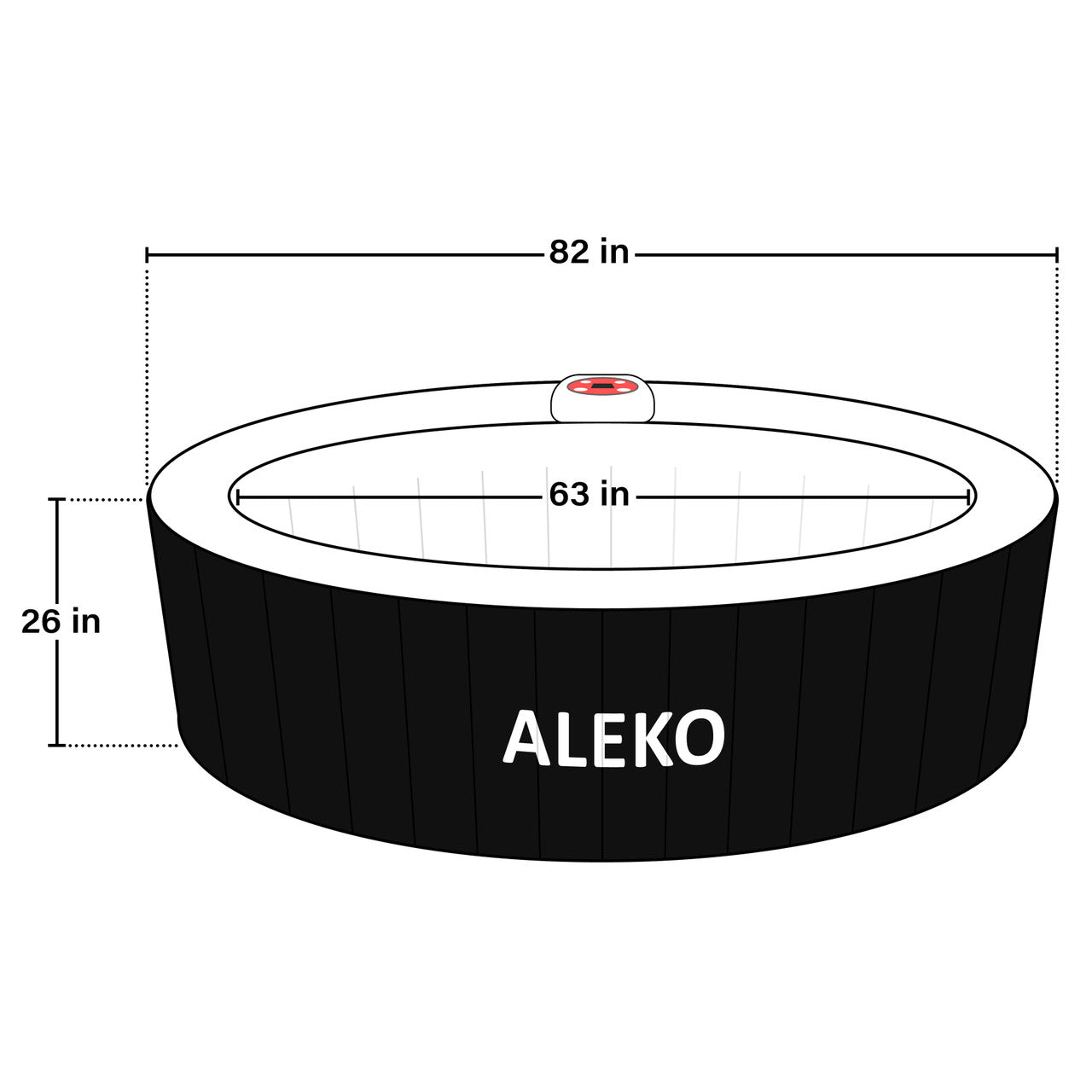 Aleko Round Inflatable Jetted Hot Tub with Cover - 6 Person - 265 Gallon - Black and White - The Sauna World