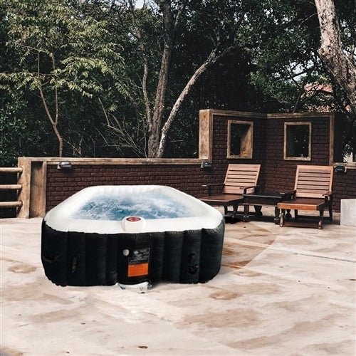 Aleko Square Inflatable Hot Tub Spa With Cover 4 Person 160 Gallon Black and White HTISQ4BKWH-AP - The Sauna World