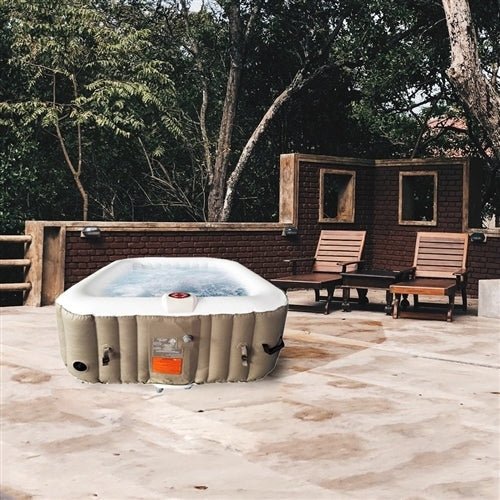 Aleko Square Inflatable Hot Tub Spa With Cover 4 Person 160 Gallon Brown HTISQ4BR-AP - The Sauna World