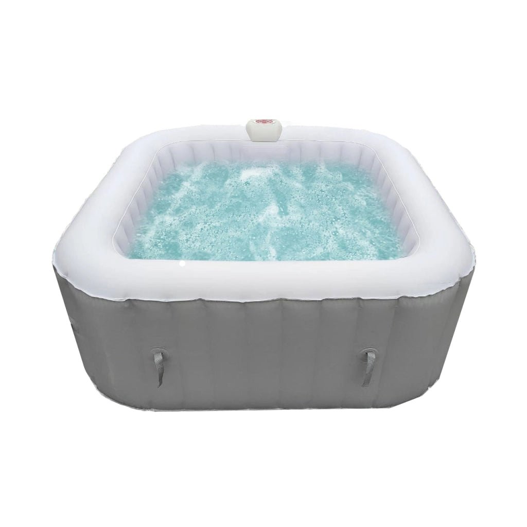 Aleko Square Inflatable Jetted Hot Tub with Cover - 4 Person - 160 Gallon - Gray - The Sauna World