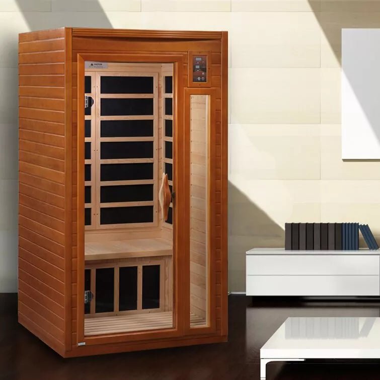 Dynamic Infrared Single Person Indoor Bluetooth Compatible FAR Infrared Sauna with Remote Control in Hemlock - The Sauna World