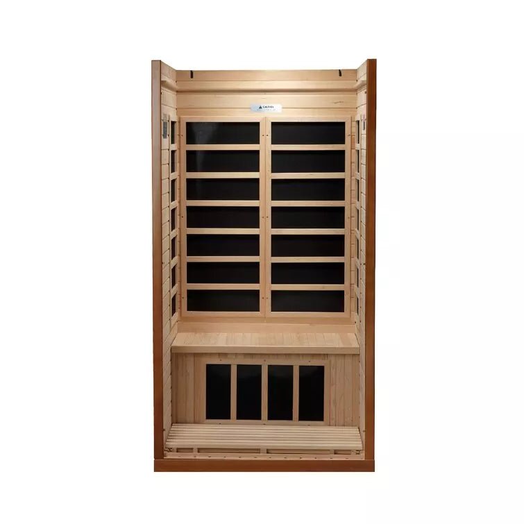 Dynamic Infrared Single Person Indoor Bluetooth Compatible FAR Infrared Sauna with Remote Control in Hemlock - The Sauna World