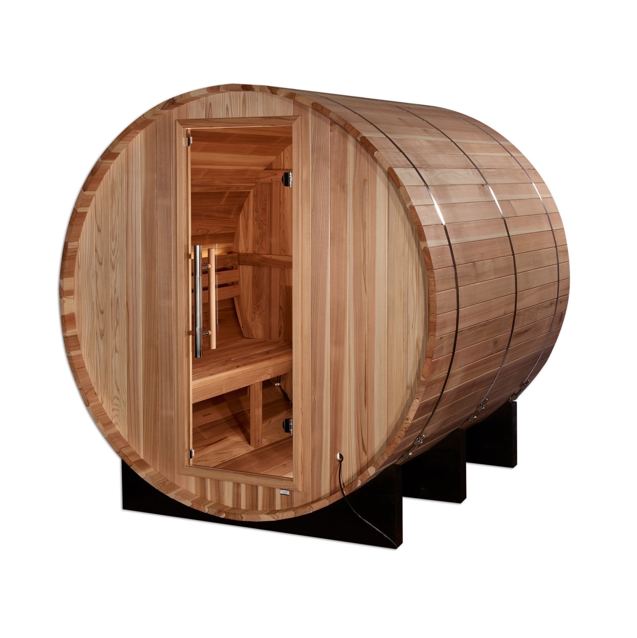 Golden Designs "Arosa" 4 Person Barrel Traditional Sauna - Pacific Cedar - The Sauna World