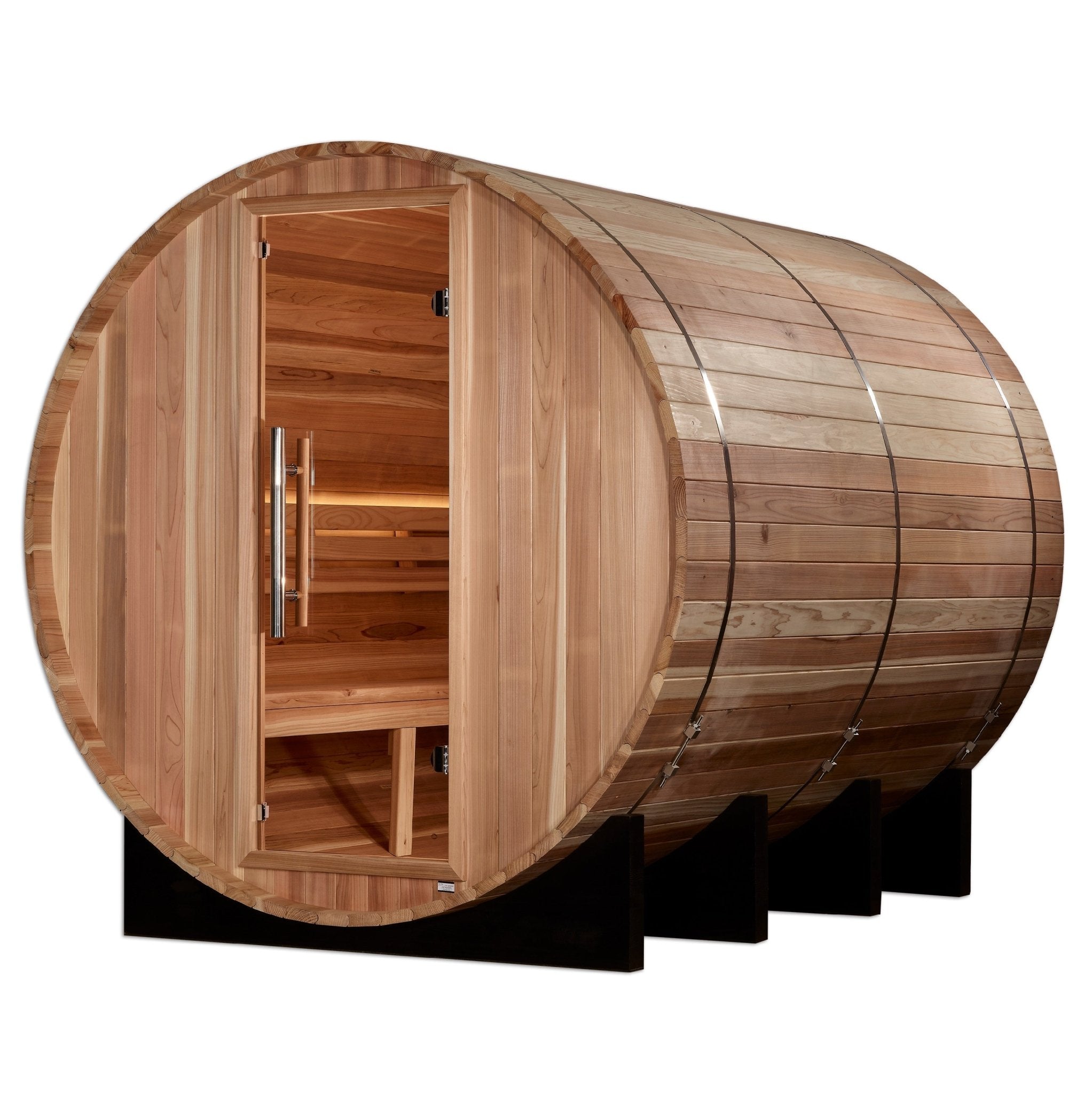 Golden Designs "Klosters" 6 Person Barrel Traditional Sauna - Pacific Cedar - The Sauna World