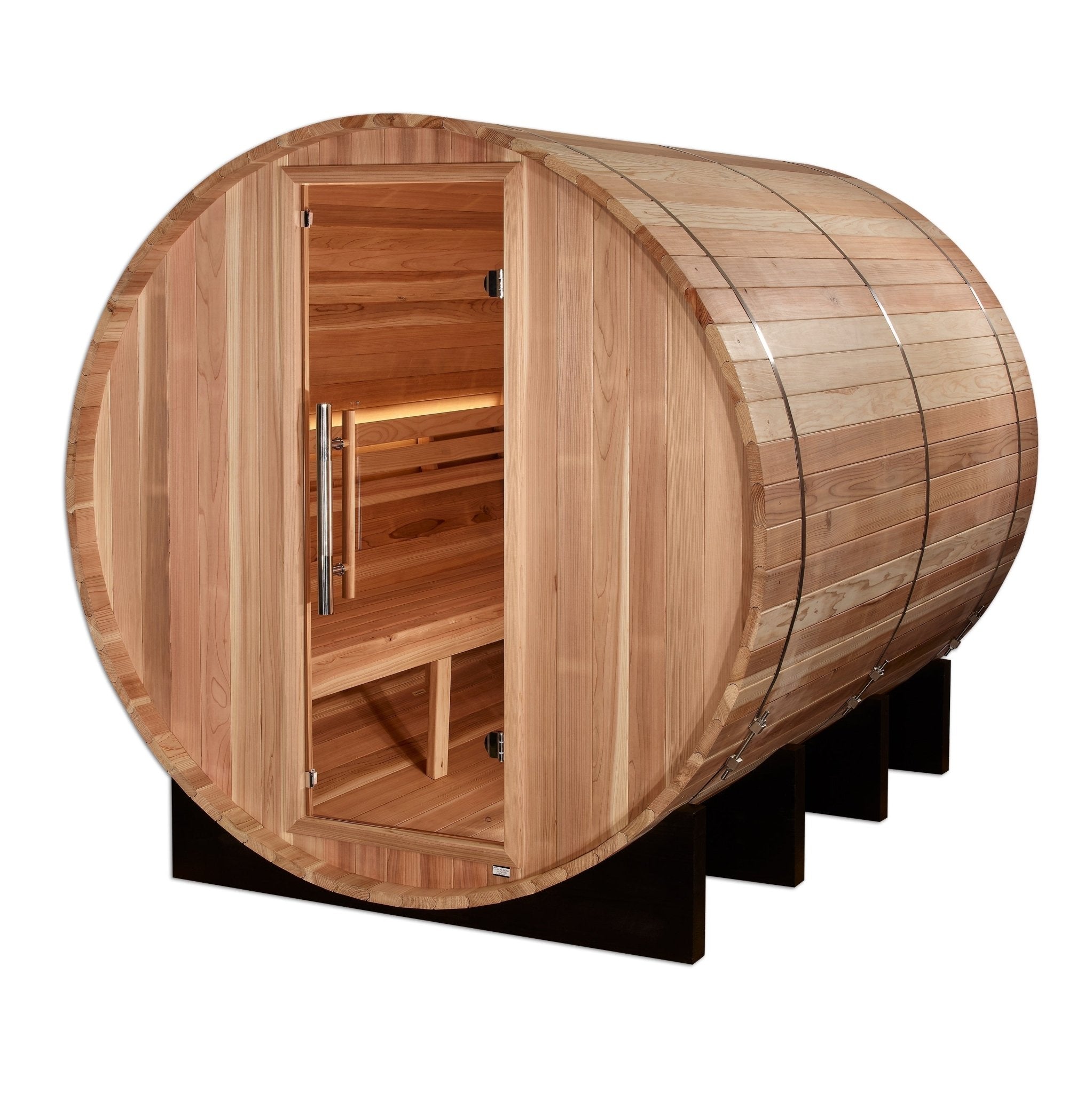 Golden Designs "Klosters" 6 Person Barrel Traditional Sauna - Pacific Cedar - The Sauna World