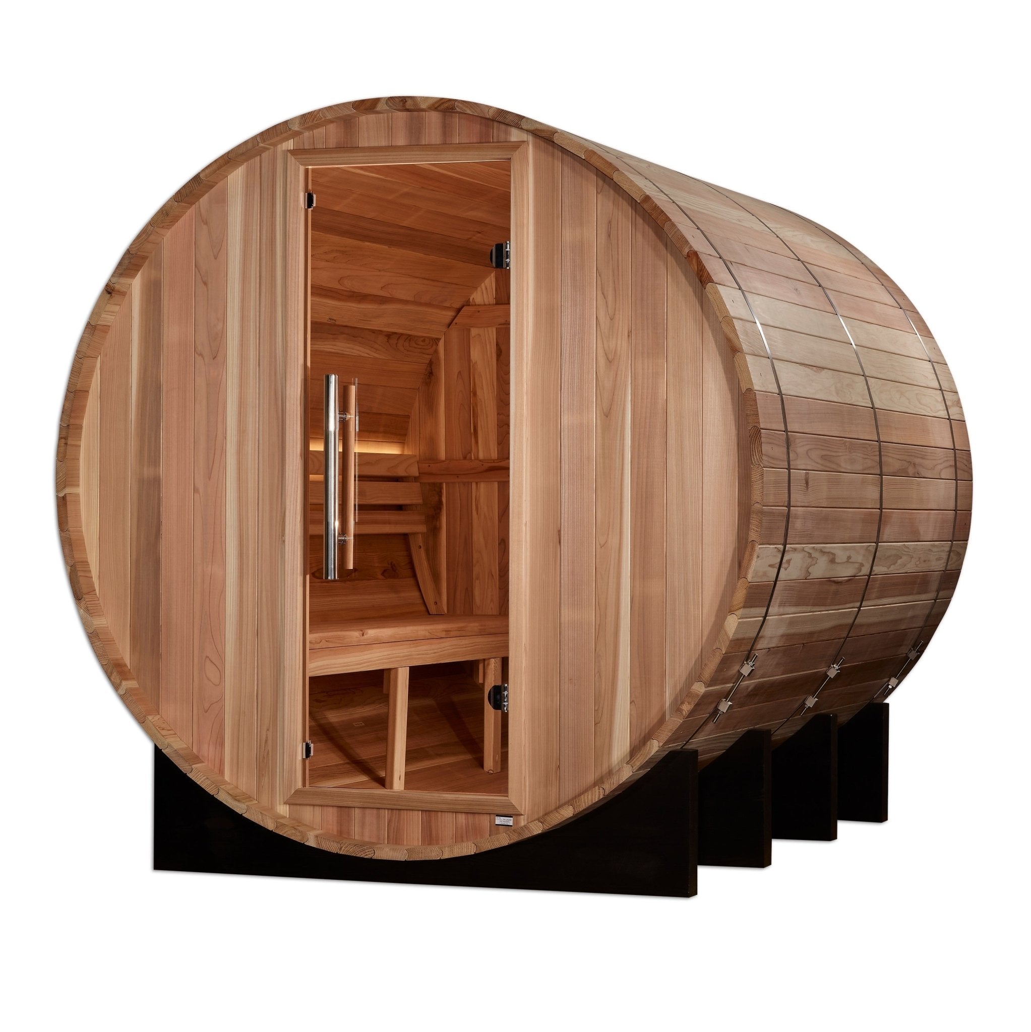 Golden Designs "Klosters" 6 Person Barrel Traditional Sauna - Pacific Cedar - The Sauna World