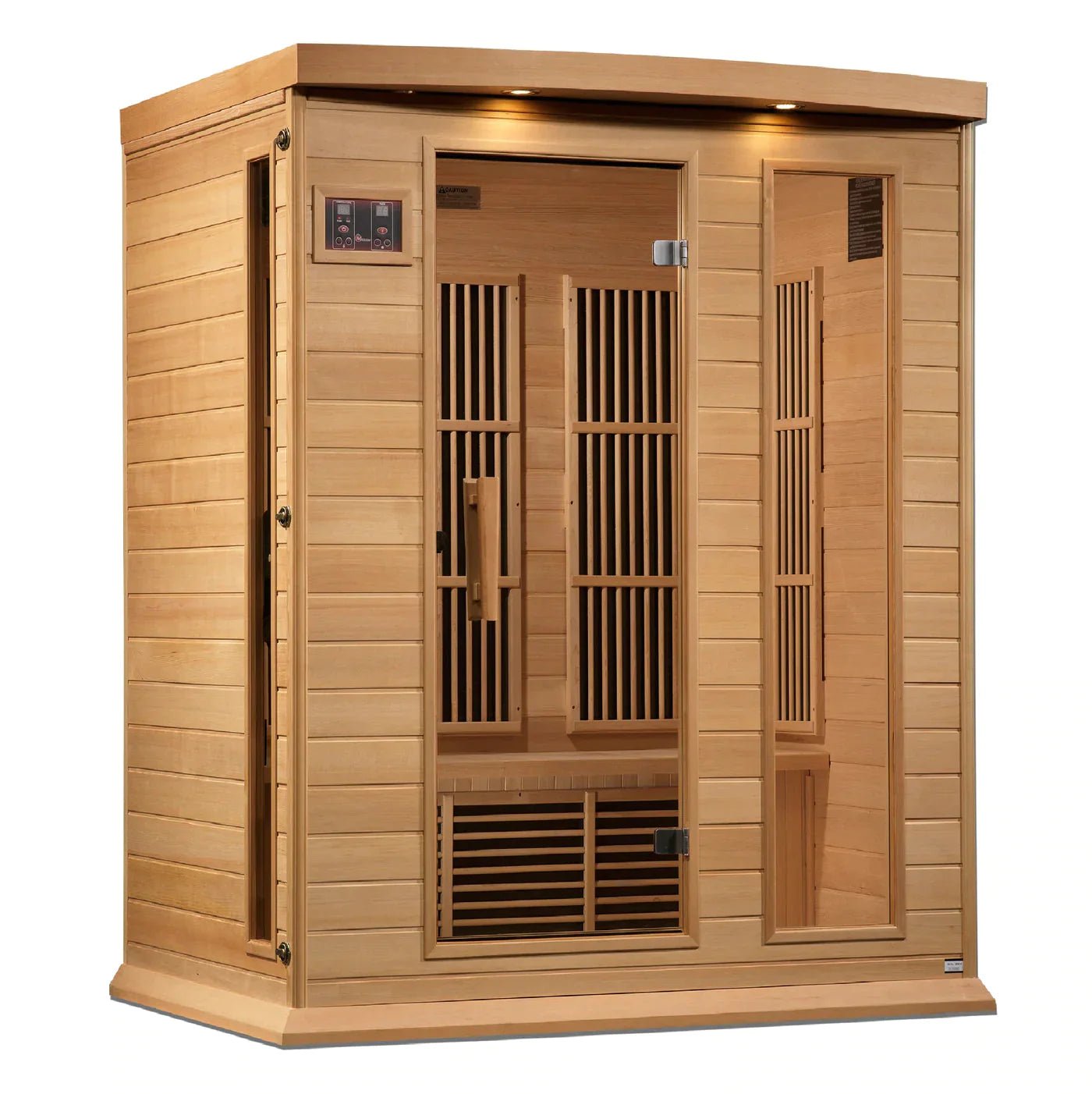 Golden Designs Maxxus 3 Person Near Zero EMF FAR Infrared Sauna - Canadian Hemlock - The Sauna World