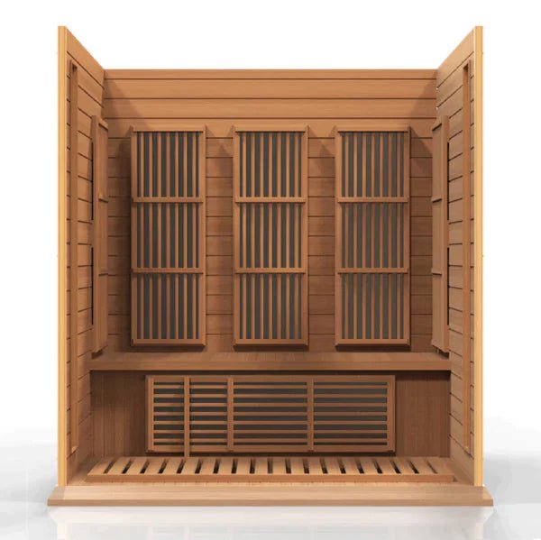 Golden Designs Maxxus "Montilemar Edition" 3 Person Near Zero EMF FAR Infrared Sauna - Canadian Red Cedar - The Sauna World