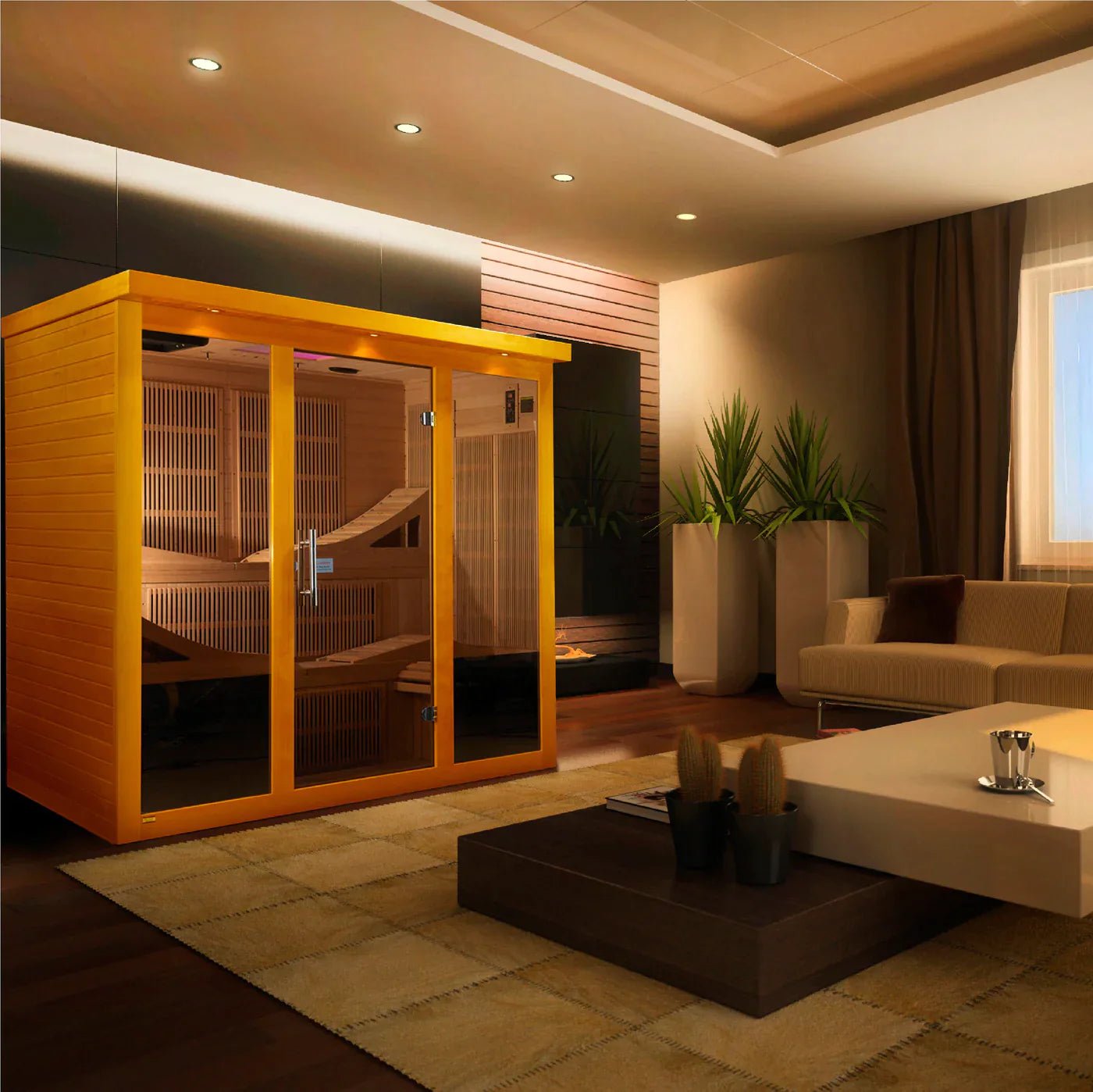 Golden Designs Monaco - 6 Person Near Zero EMF FAR Infrared Sauna - The Sauna World