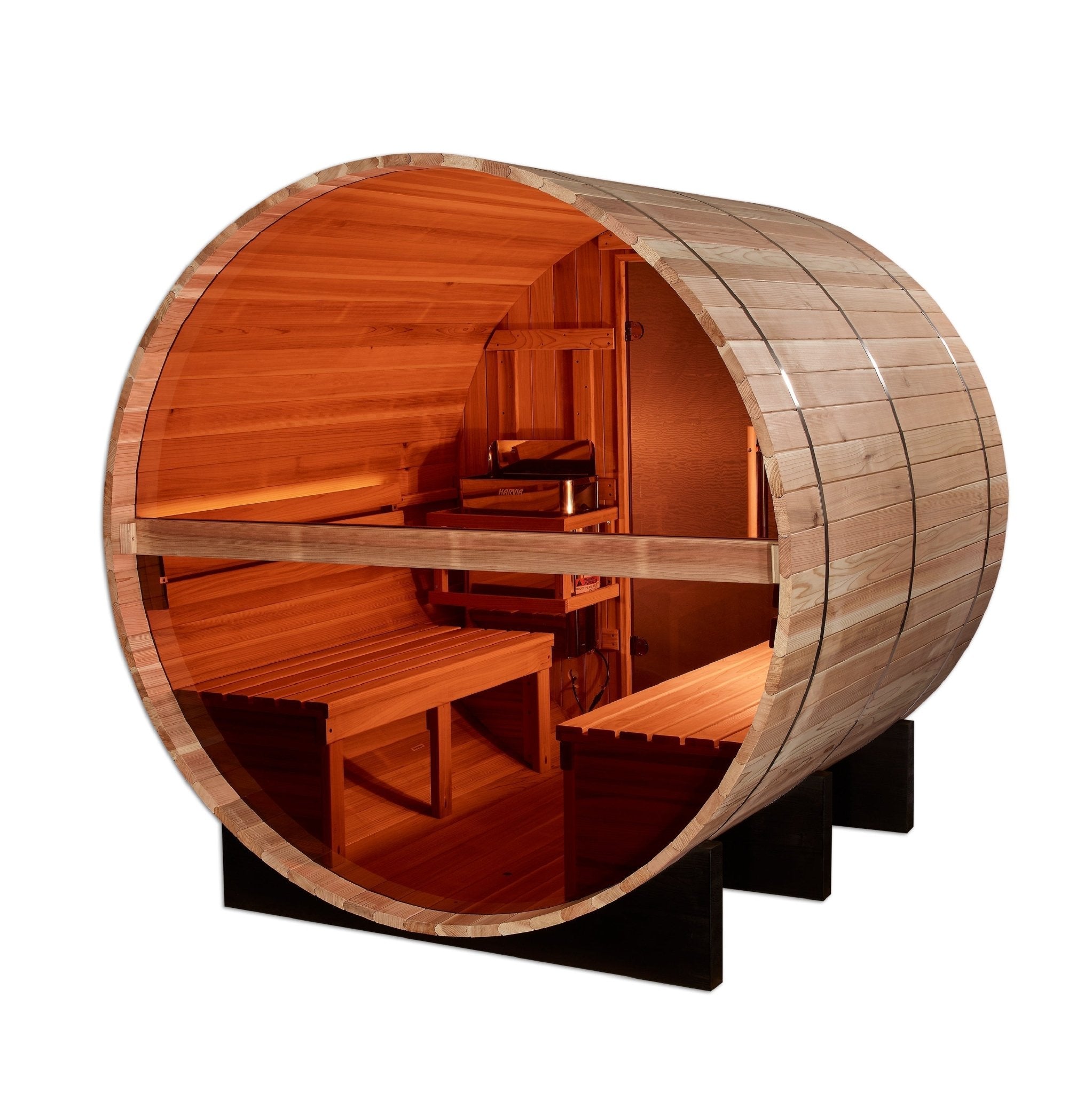 Golden Designs "Zurich" 4 Person Barrel with Bronze Privacy View - Traditional Sauna - Pacific Cedar - The Sauna World