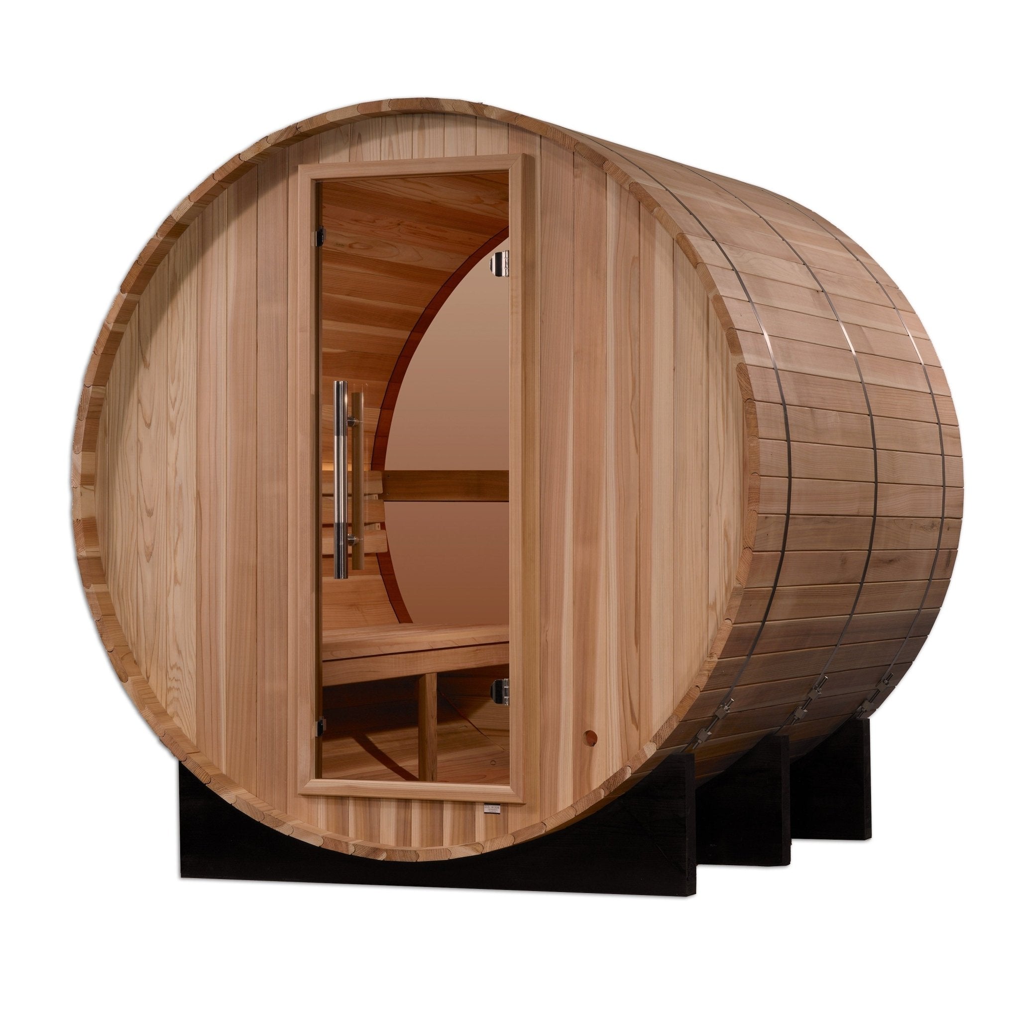 Golden Designs "Zurich" 4 Person Barrel with Bronze Privacy View - Traditional Sauna - Pacific Cedar - The Sauna World