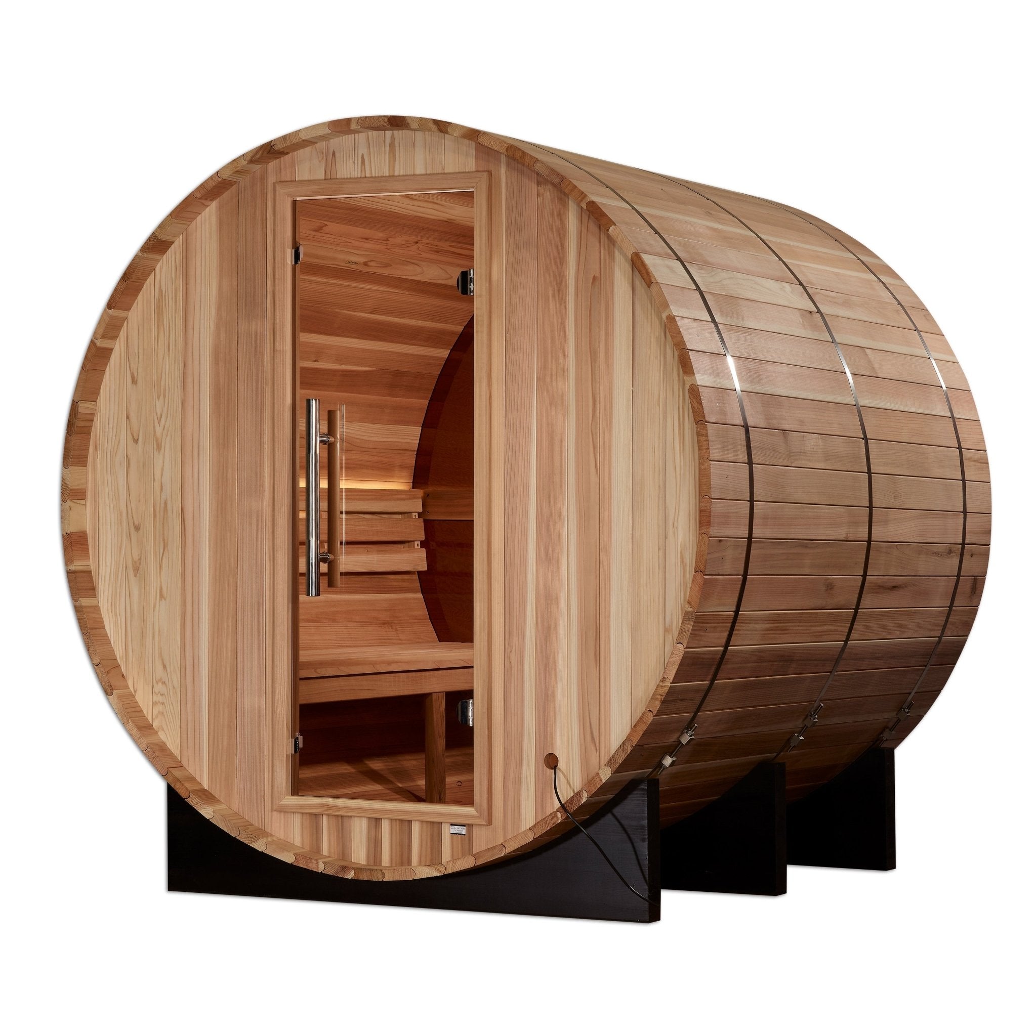 Golden Designs "Zurich" 4 Person Barrel with Bronze Privacy View - Traditional Sauna - Pacific Cedar - The Sauna World