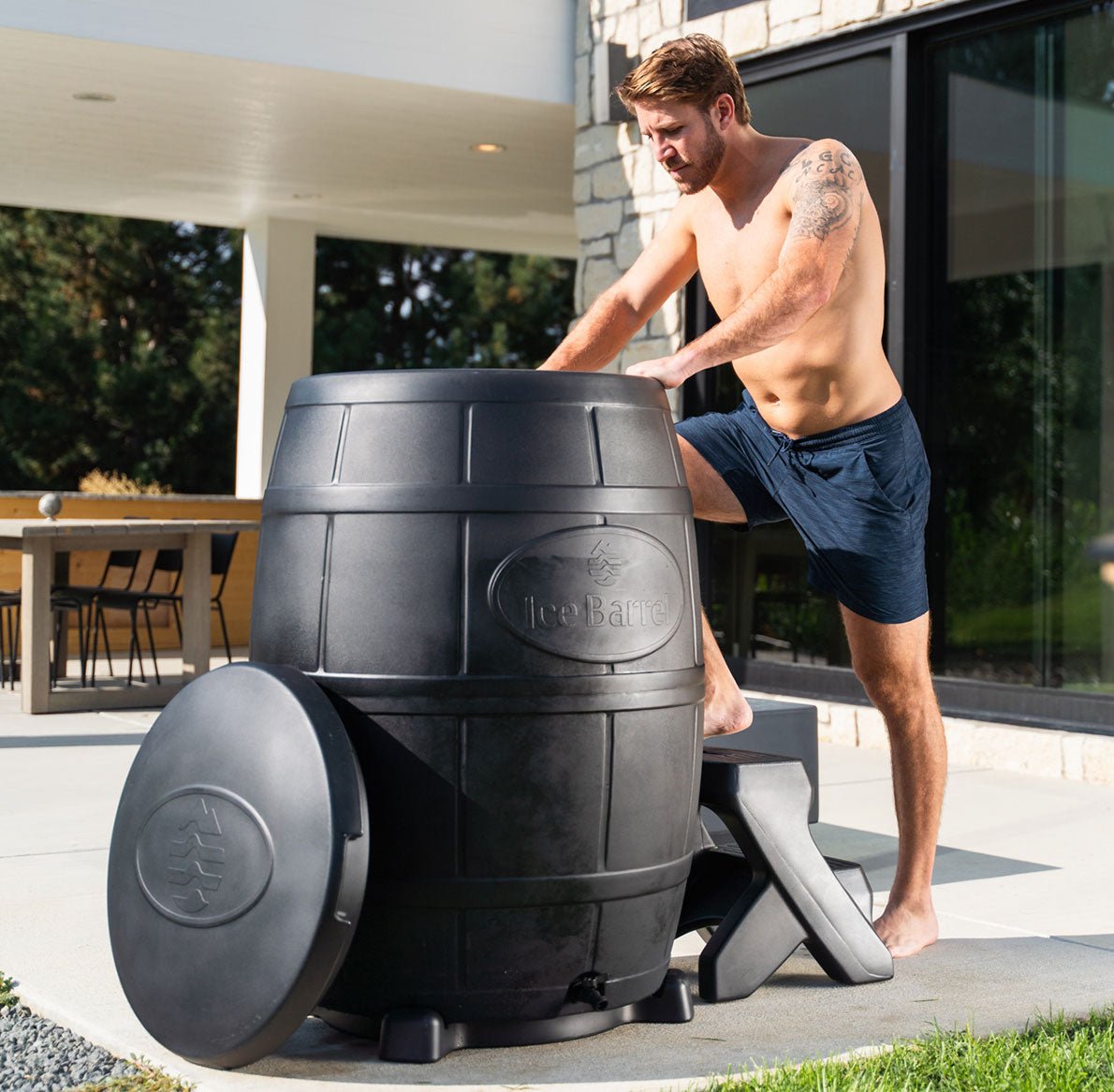 Ice Barrel | Ice Bath W/ Steps & Lid - The Sauna World