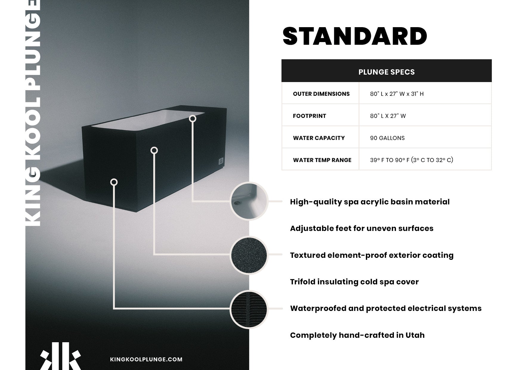 King Kool Plunge | Premium Cold Plunge Tub W/ Built-In Chiller