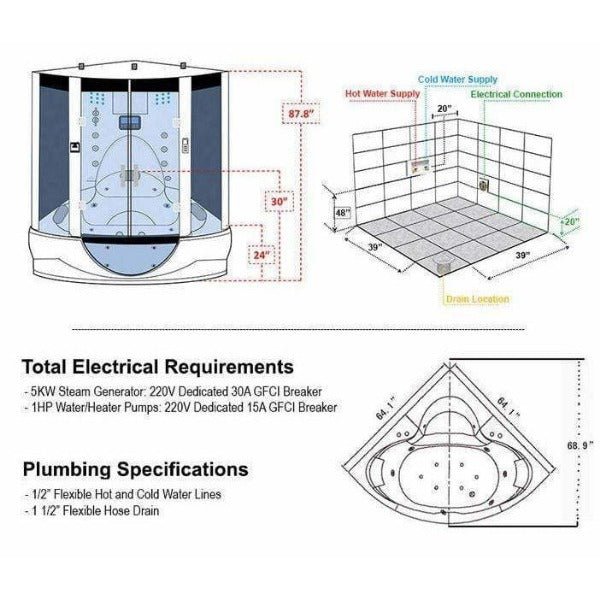 Maya Bath Superior Platinum 2-Person Freestanding Steam Shower - The Sauna World