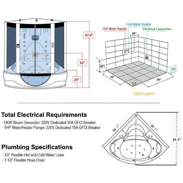 Maya Bath Valencia 2-Person Freestanding Steam Shower - The Sauna World