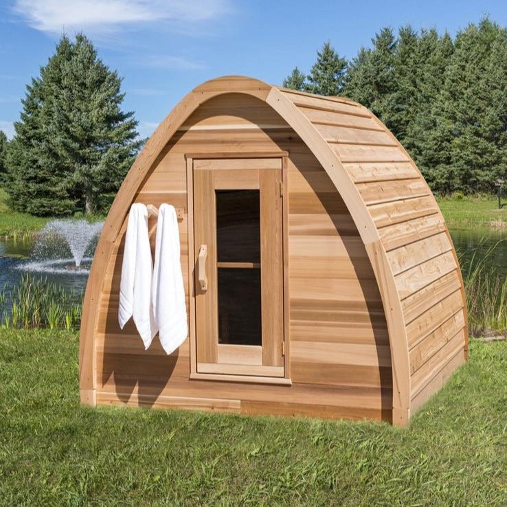 SAUNASNET Mini POD Outdoor Clear Red Cedar Sauna(2-4 person)