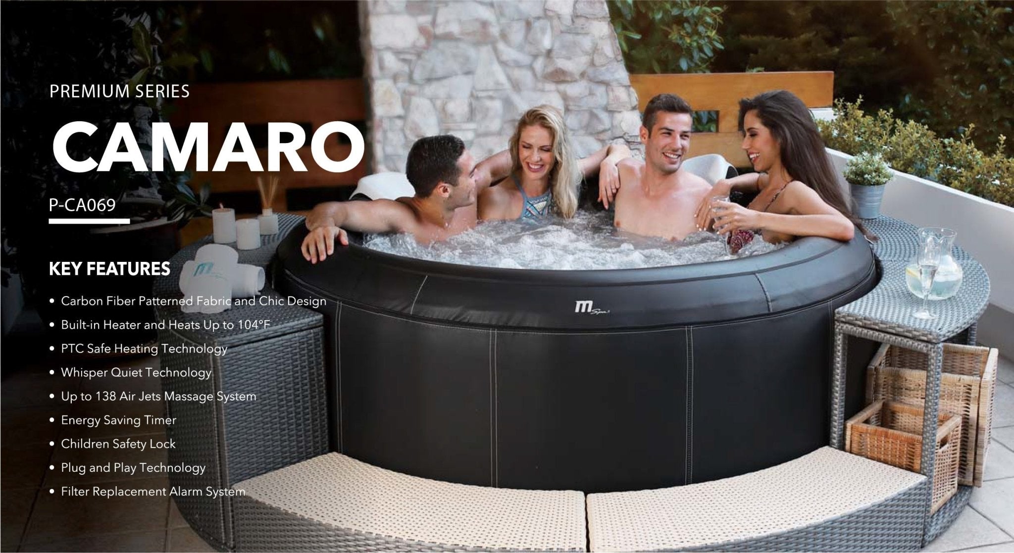 MSPA Camaro Inflatable Round 6 Person Hot Tub & Spa, 138 Air Bubble System - The Sauna World