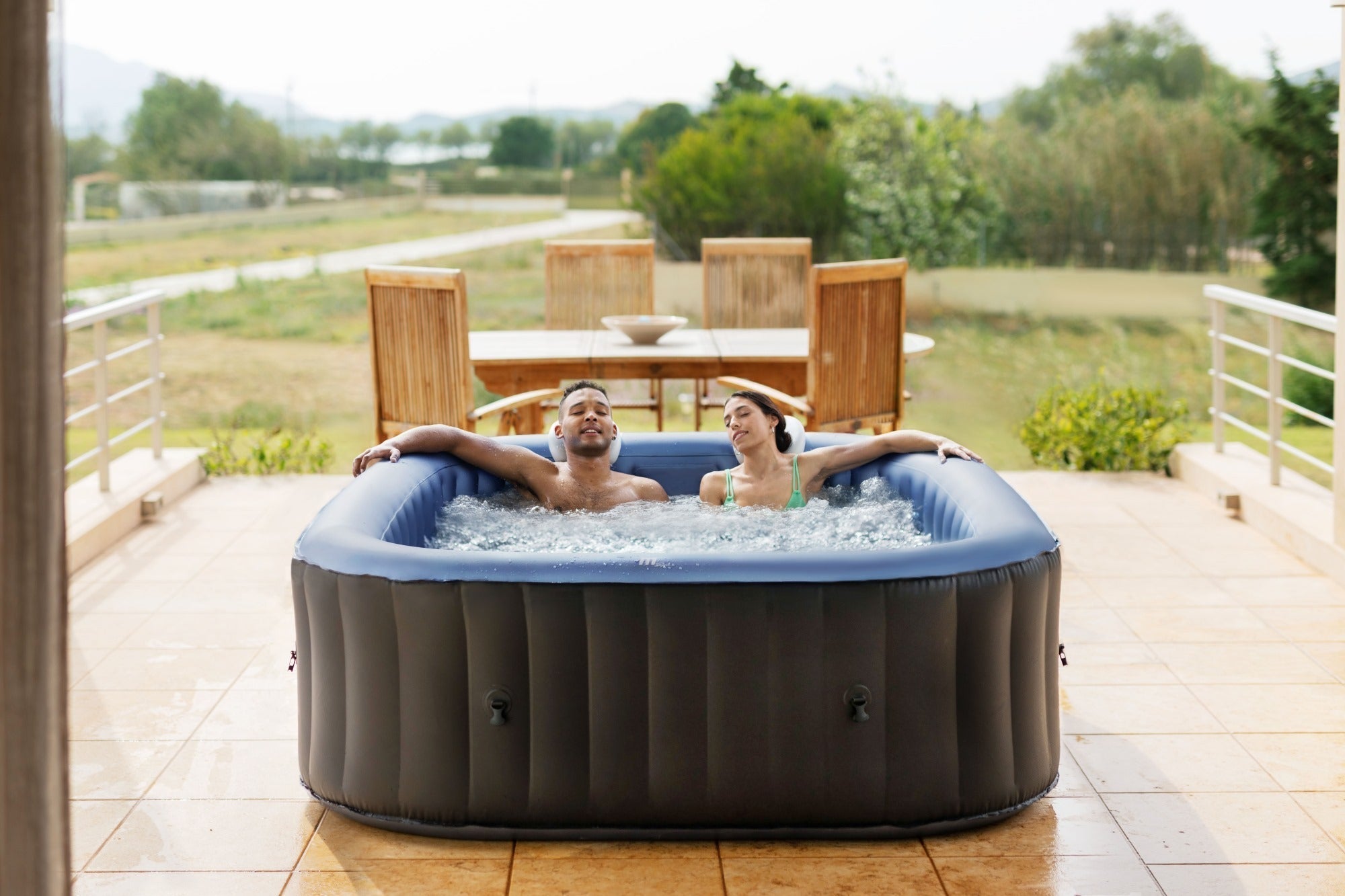 Mspa Tekapo Square Inflatable Hot Tub and Spa 132 Air Bubble System - The Sauna World