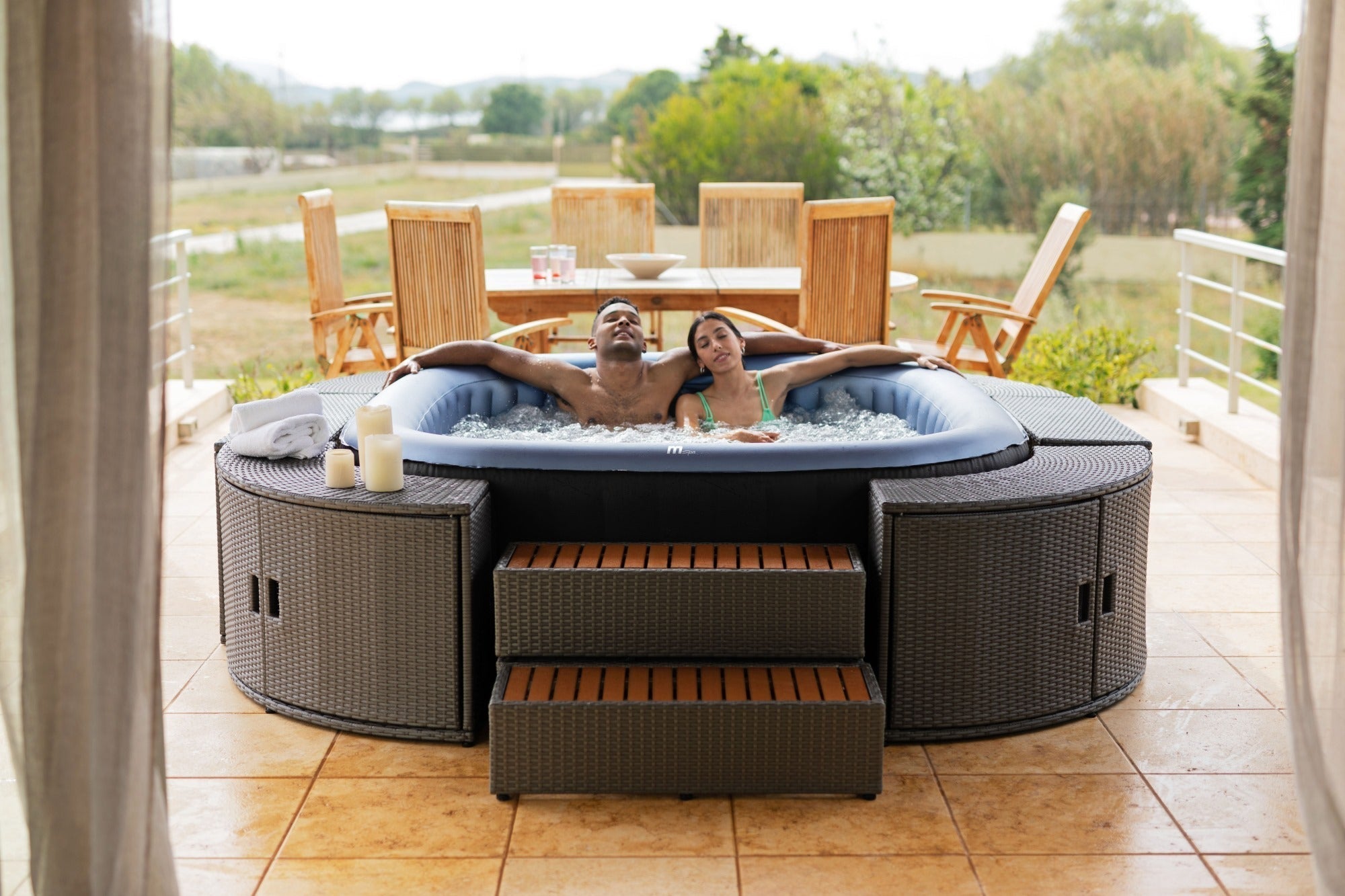 Mspa Tekapo Square Inflatable Hot Tub and Spa 132 Air Bubble System - The Sauna World