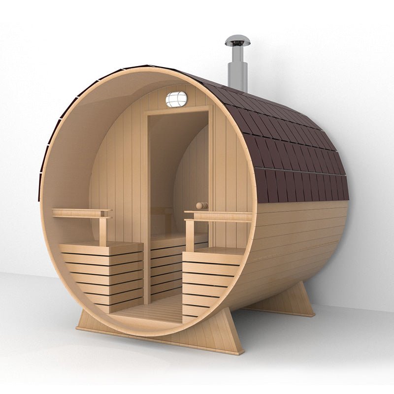 Outdoor Barrel Sauna With Glass Window - The Sauna World