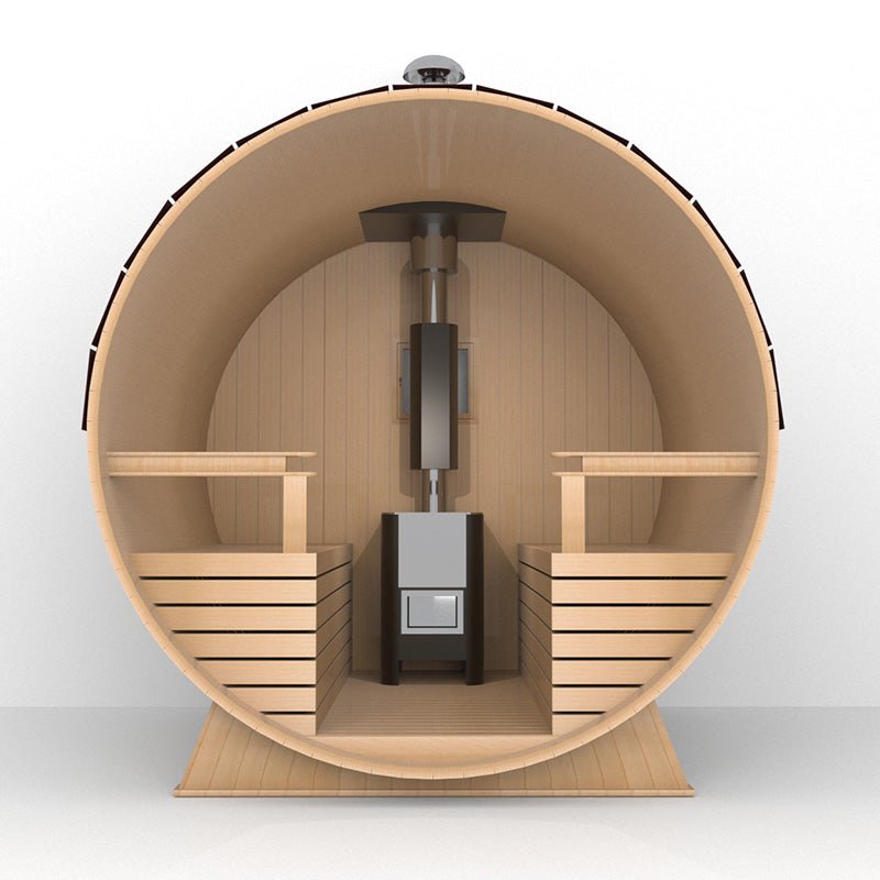 Outdoor Barrel Sauna With Glass Window - The Sauna World