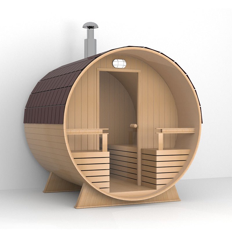 Outdoor Barrel Sauna With Glass Window - The Sauna World