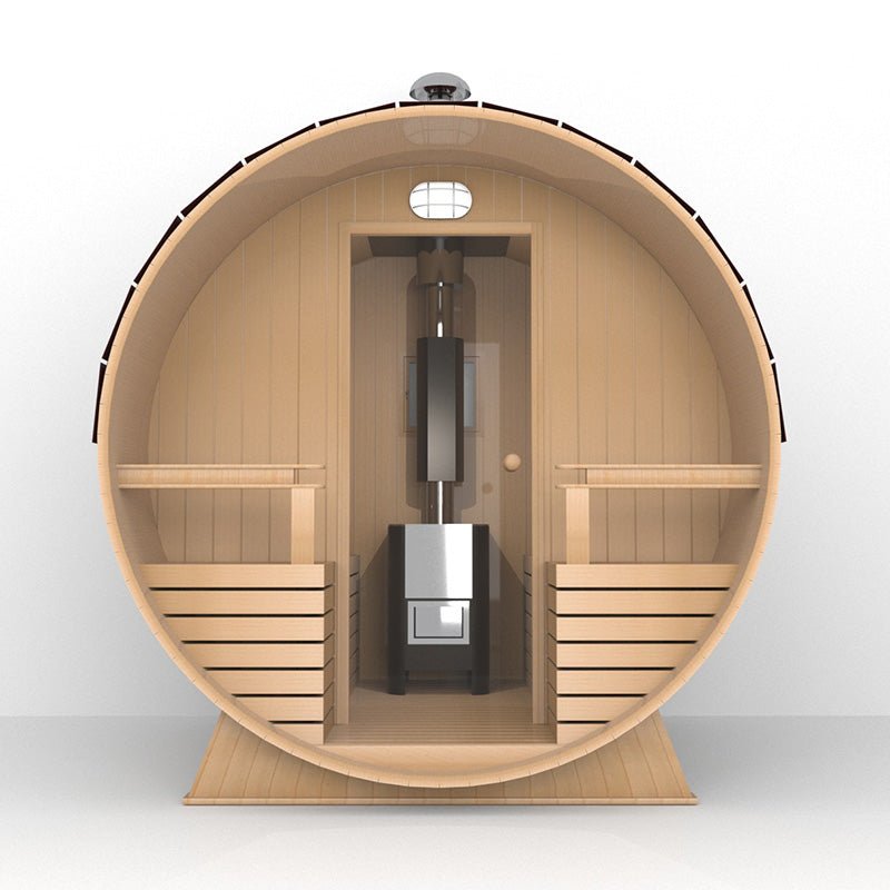 Outdoor Barrel Sauna With Glass Window - The Sauna World