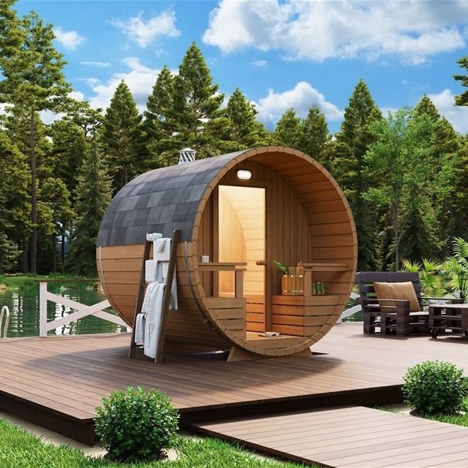 Outdoor Barrel Sauna With Glass Window - The Sauna World