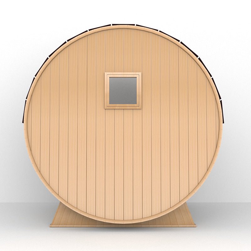 Outdoor Barrel Sauna With Glass Window - The Sauna World