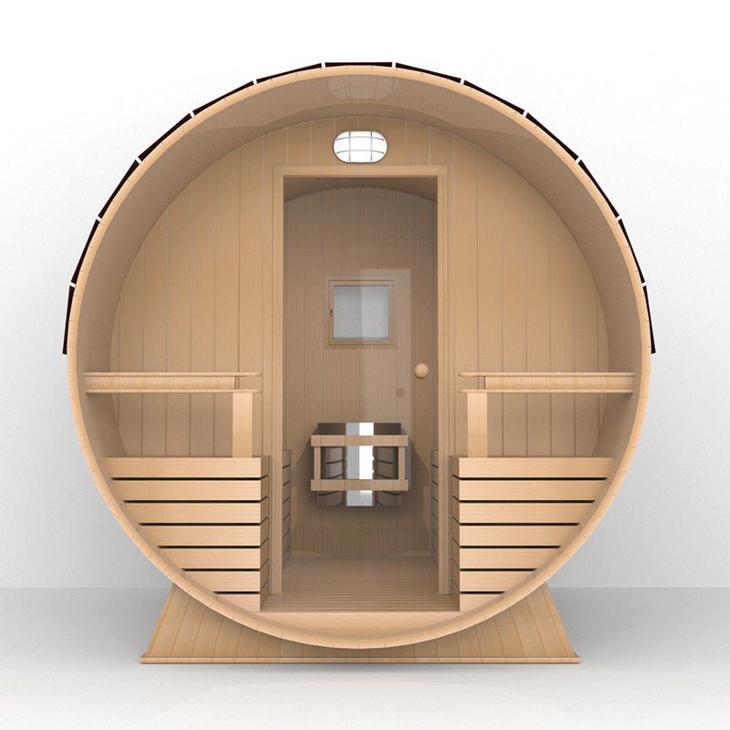 Outdoor Barrel Sauna With Glass Window - The Sauna World