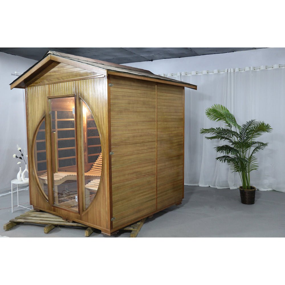 Outdoor Far Infrared Sauna Room with Recliner - The Sauna World