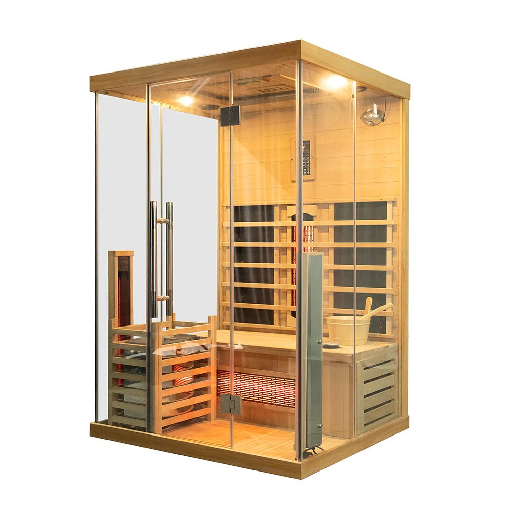 Premium Dual System Sauna With Three-sided glass - The Sauna World