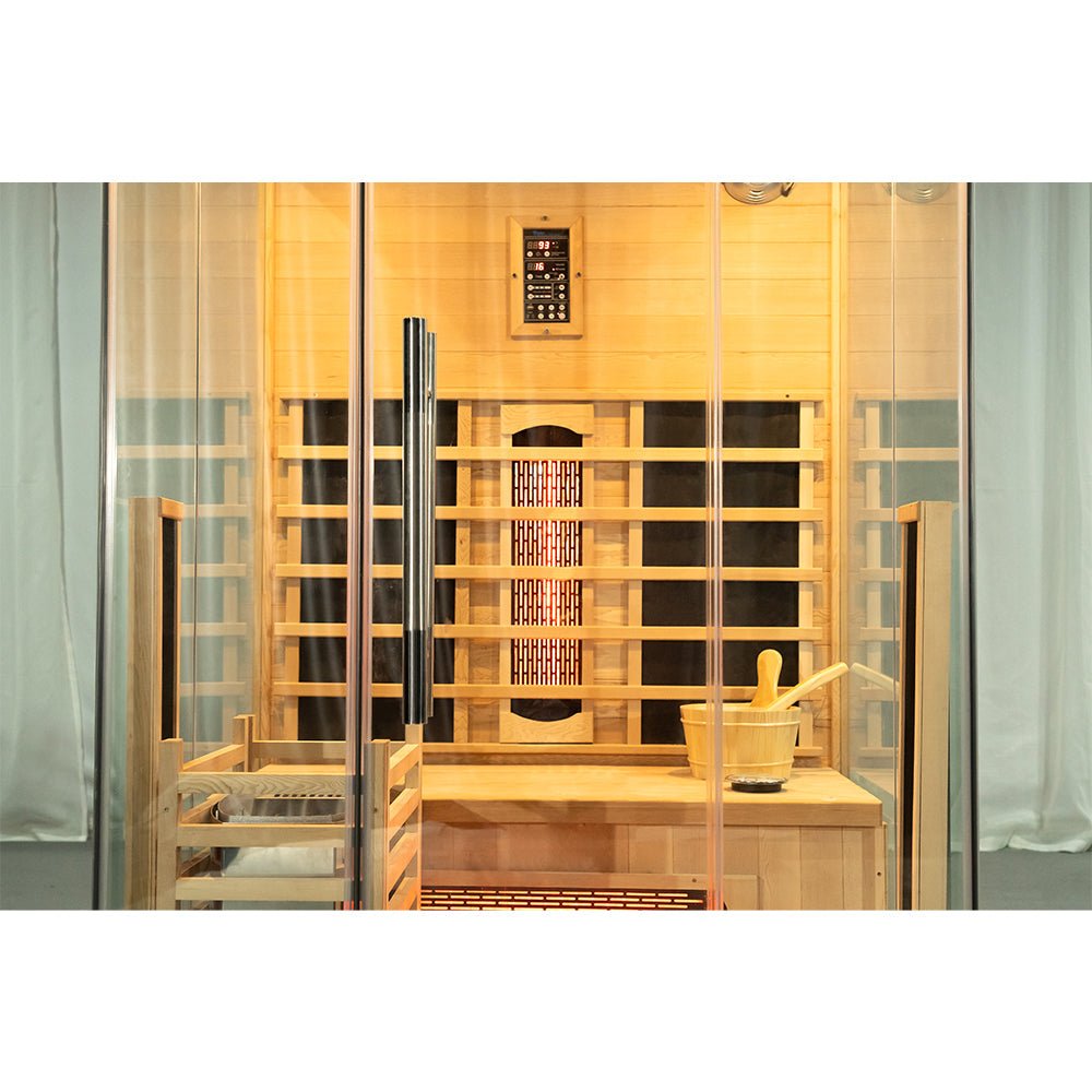 Premium Dual System Sauna With Three-sided glass - The Sauna World