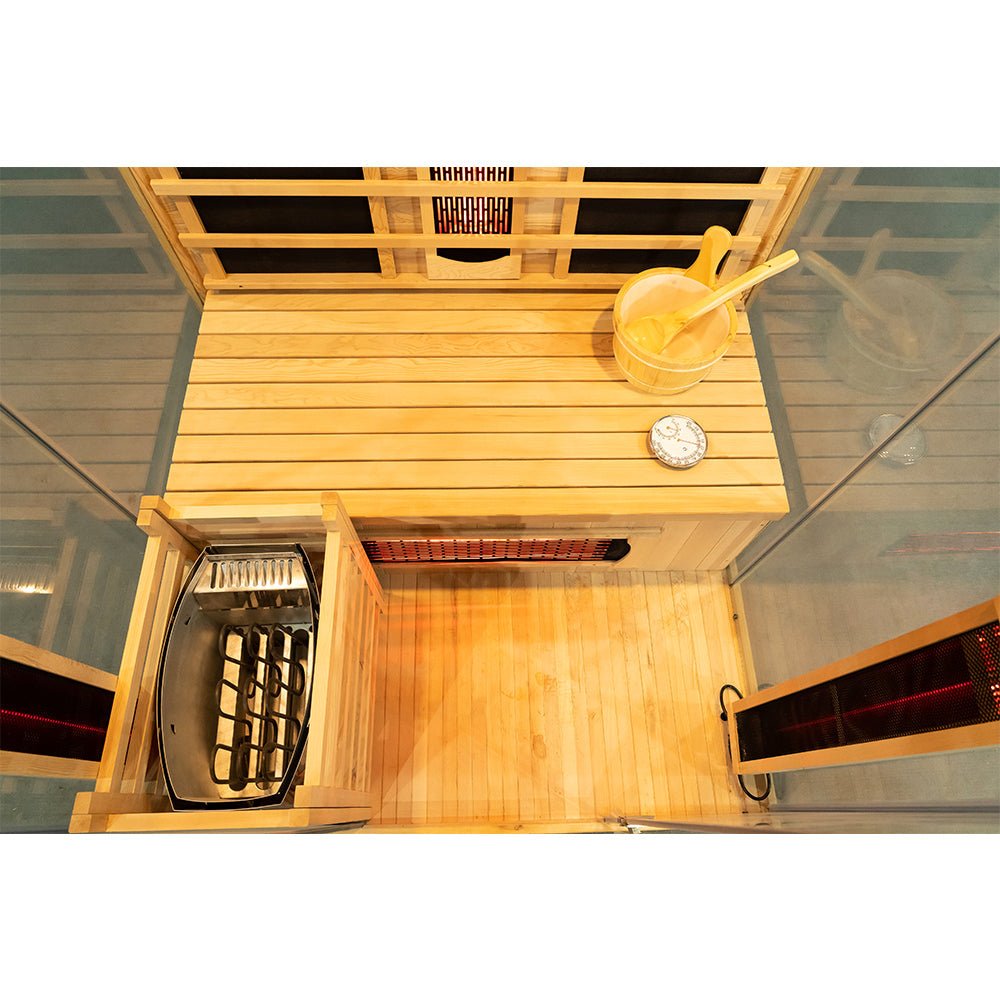 Premium Dual System Sauna With Three-sided glass - The Sauna World